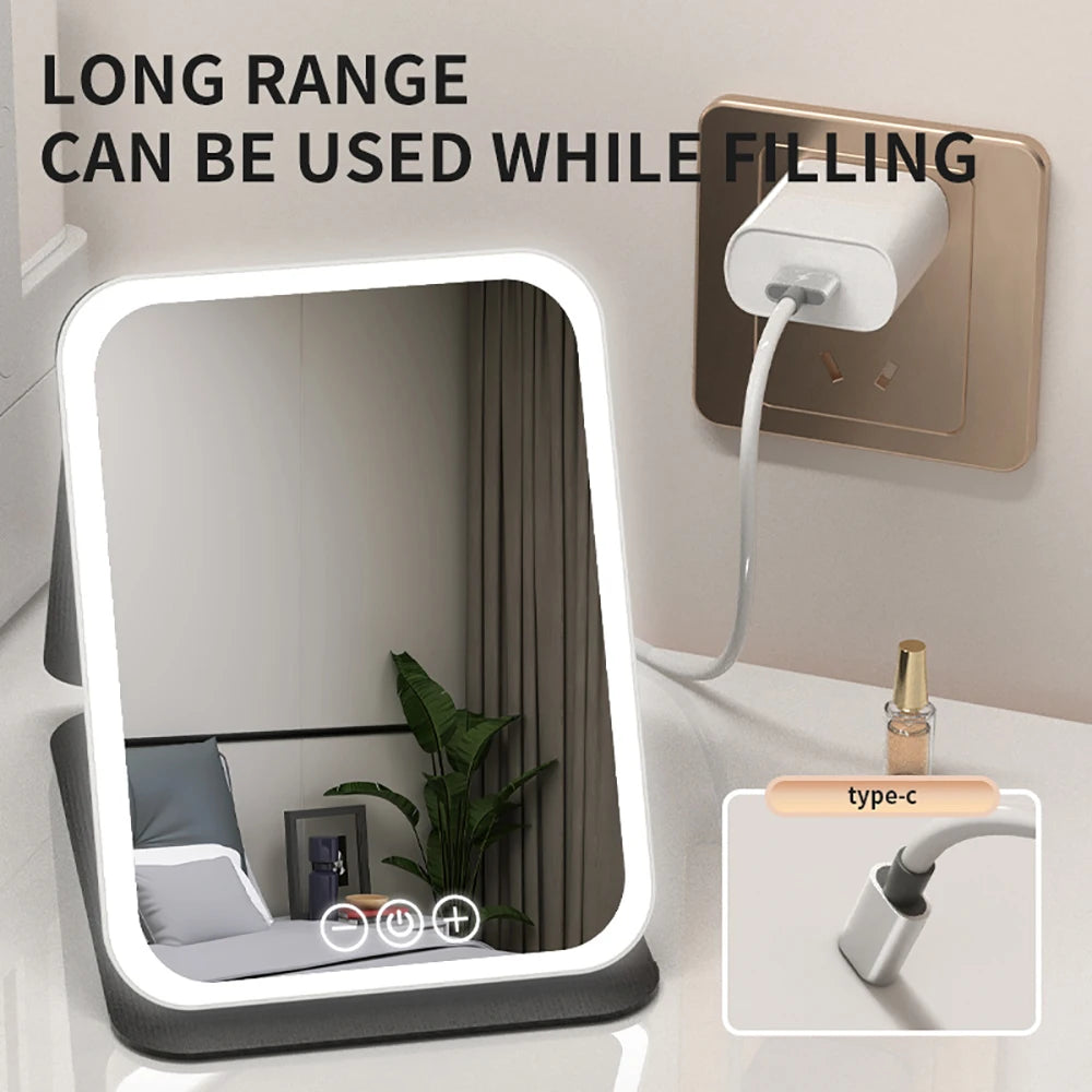 Rechargeable LED Makeup Mirror Foldable & Portable