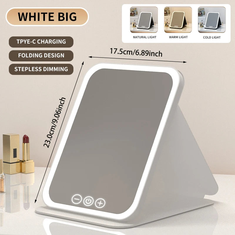 Rechargeable LED Makeup Mirror Foldable & Portable
