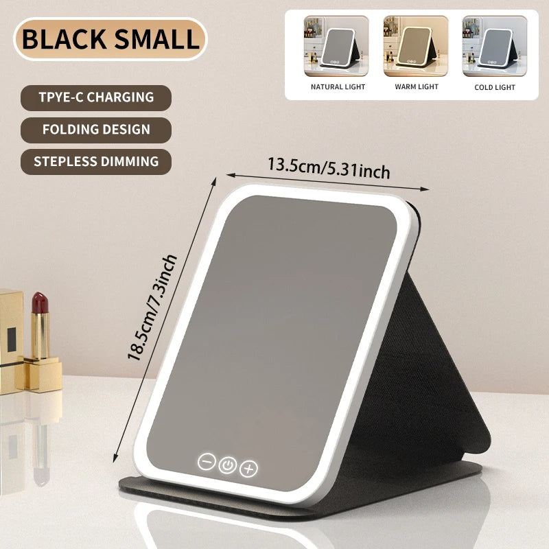 Rechargeable LED Makeup Mirror Foldable & Portable