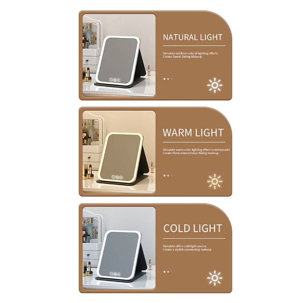 Rechargeable LED Makeup Mirror Foldable & Portable